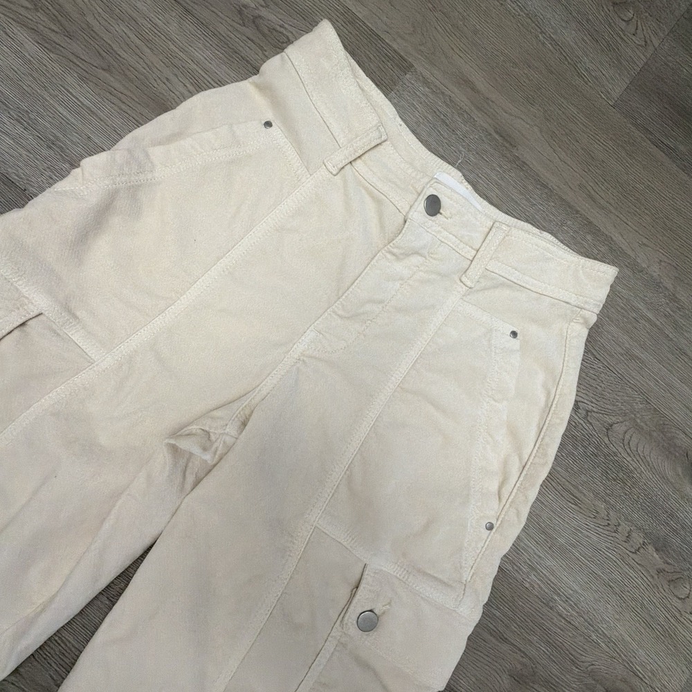 Anthropologie Carson Utility Barrel Pants Womens 0 Cotton Blend Cream Boho